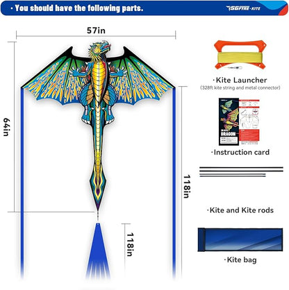 3D Red Pterosaur Kite for Boys & Adults Easy to Fly,Beach Trip Outdoor Games Single Line String