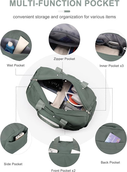 Gym Bag for Women Men, Sport Duffel Bag with Toiletry Bag & Shoe Compartment,Waterproof Travel