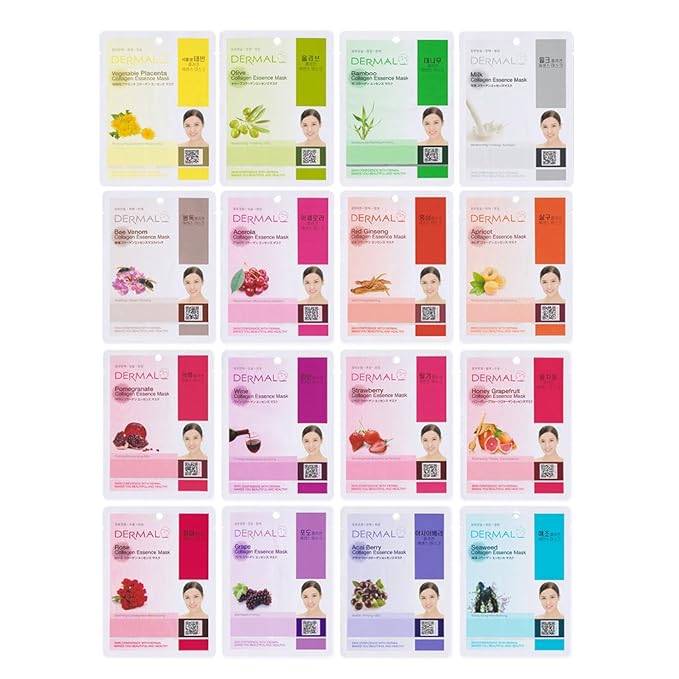 DERMAL Korean Collagen Face Mask ??Hydrating & Soothing Sheet Mask with Panthenol ??Hypoallergenic