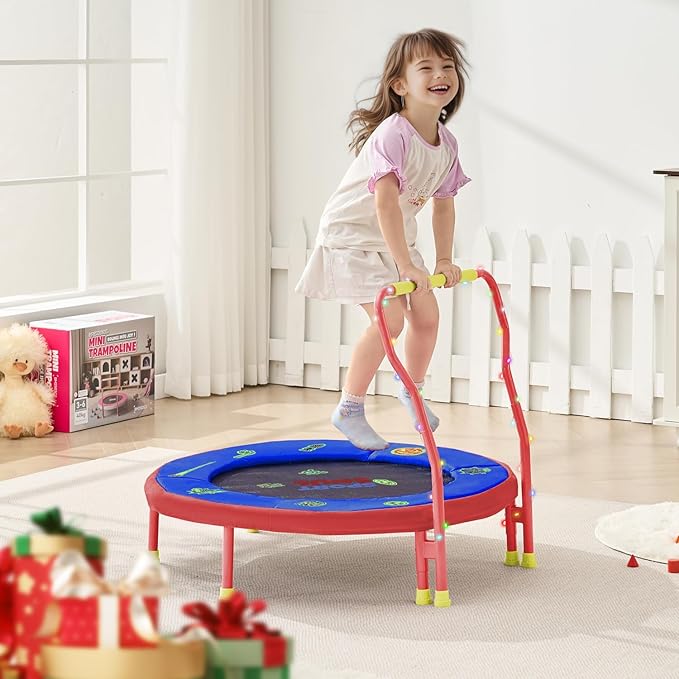 SPORTSOUL Mini Trampoline for Kids 3-6 with Super Safe Foam Handle Bar, 3ft Toddler Trampoline