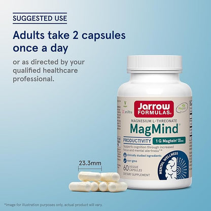 Jarrow Formulas Magnesium L-Threonate, MagMind Productivity, High Absorption Magnesium, Brain