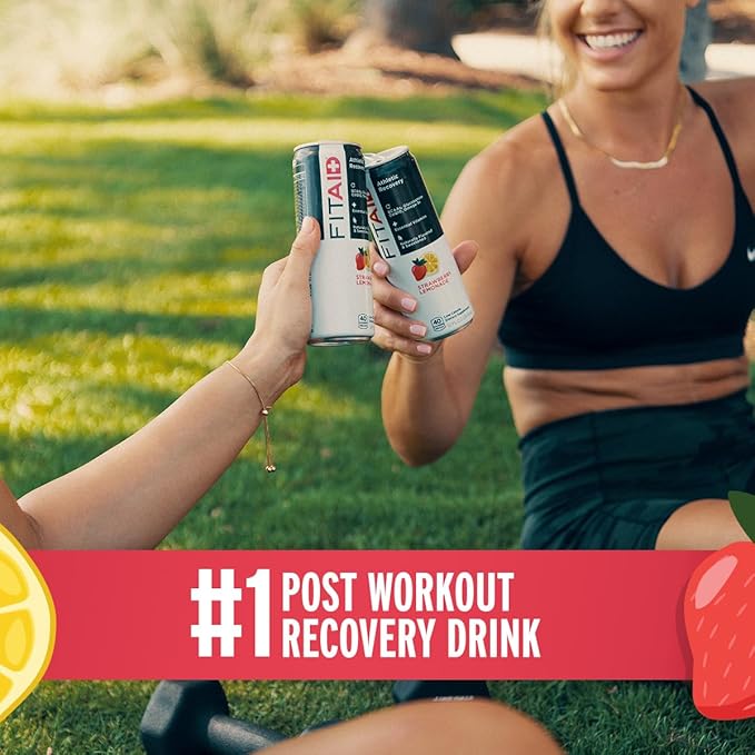 FITAID Post Workout Recovery Drink, Strawberry Lemonade, BCAAs, Glucosamine, Electrolytes, All In