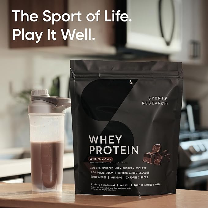 Sports Research Whey Protein - Sports Nutrition Whey Isolate Protein Powder for Lean Muscle
