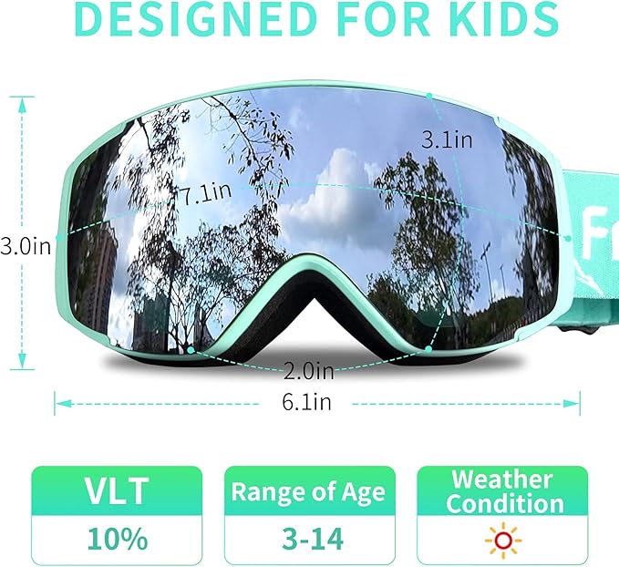 Freela Kids Ski Snowboard Goggles for Toddler(3-14) Youth Anti Fog Anti UV Goggles Girls Boys Snow