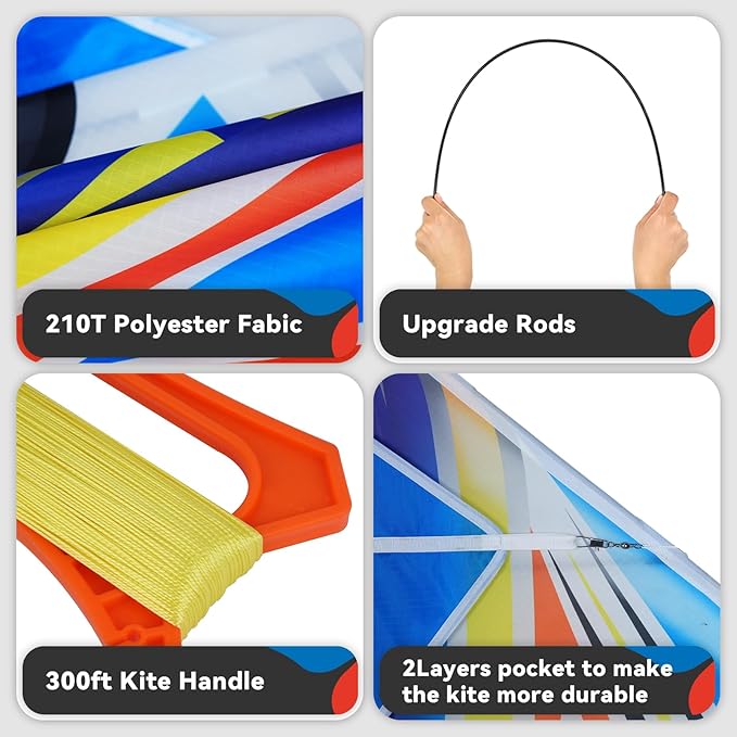 Airplane Kite for Kids and Adults, Easy to Fly with Durable Fiberglass Frame, Outdoor Fun Sports