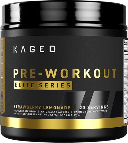 Kaged Pre Workout Elite Powder | Strawberry Lemonade | Pre-Workout with Creatine, Beta Alanine