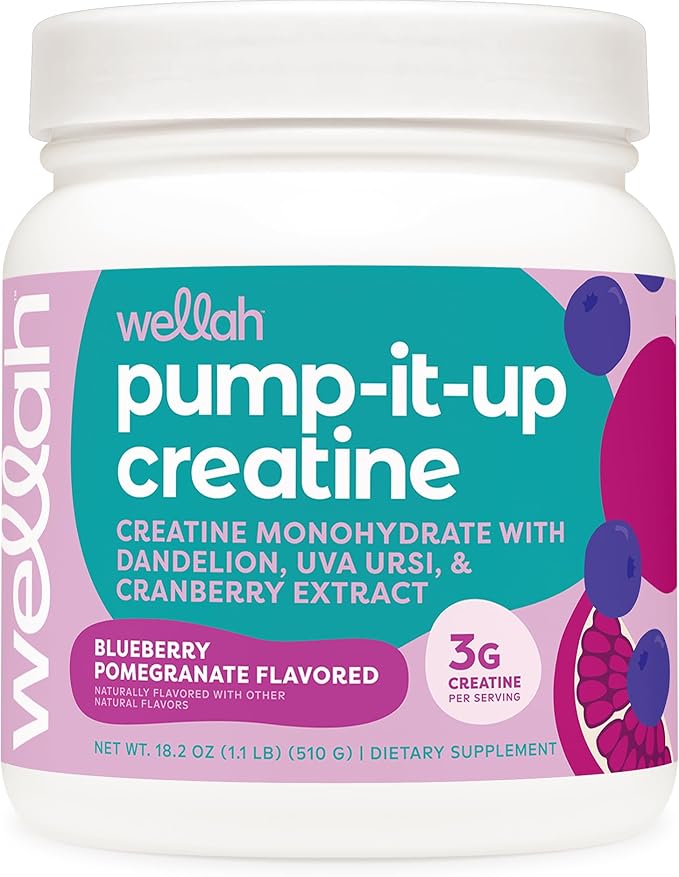 Wellah Pump-It-Up Creatine (100 Servings, Blueberry Pomegranate) - Creatine Monohydrate with