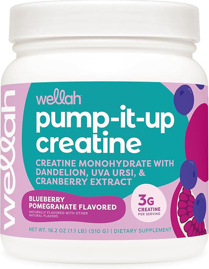 Wellah Pump-It-Up Creatine (100 Servings, Blueberry Pomegranate) - Creatine Monohydrate with