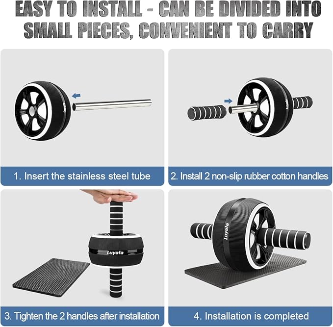 Ab Roller Wheel, 10-In-1 Ab Exercise Wheels Kit with Resistance Bands, Knee Mat, Jump Rope, Push-Up