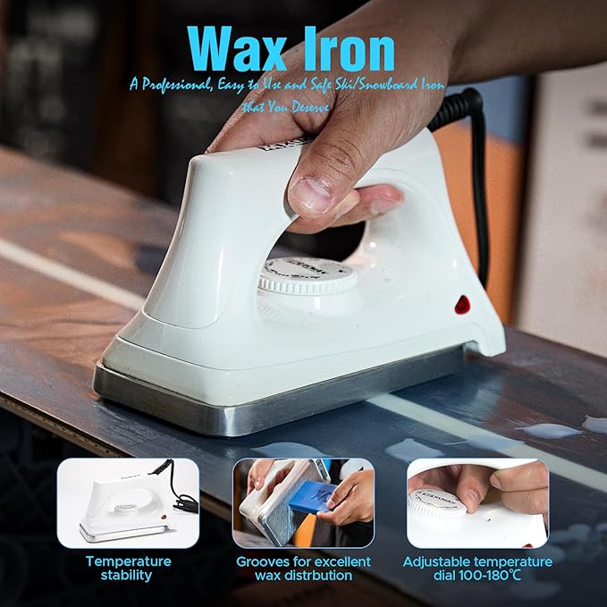 XCMAN Complete Ski Snowboard Tuning Waxing Combo Kit with Waxing Iron,Ski Wax,Side Edge Tuner,Ptex