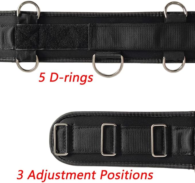 Fitness Resistance Belt Multi Functional Fitness Belt with 5 Rings for Weight Training and