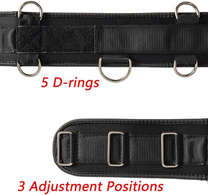 Fitness Resistance Belt Multi Functional Fitness Belt with 5 Rings for Weight Training and