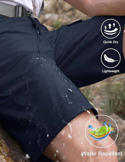 CRYSULLY Men's Hiking Cargo Shorts Outdoor Summer Lightweight Quick Dry Work Casual Shorts with 5