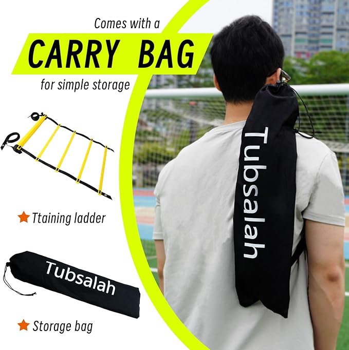 20ft Adjustable Agility Ladder with Carry Bag – Football Training Equipment & Speed Ladder for