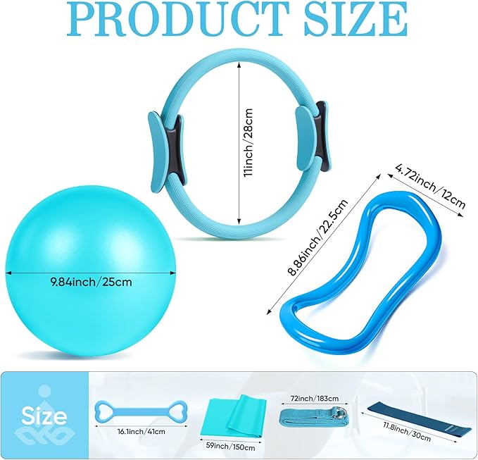 Home Pilates Kit for Women Pilates Equipment Ring and Ball Set Magic Circle Hoop with 5 Resistance