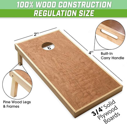 GoSports 4 ft x 2 ft Commercial Grade Cornhole Boards Set - Natural Wood Cornhole Boards, Choose