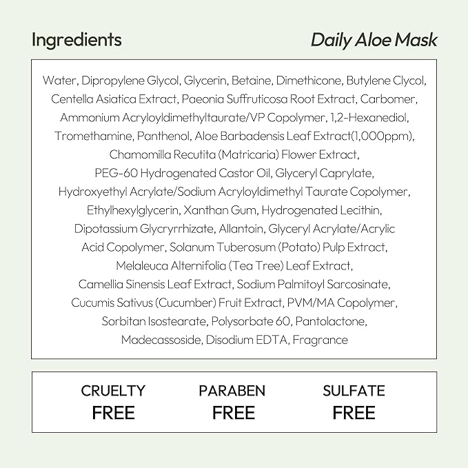 LAPCOS Aloe Sheet Mask, Daily Face Mask with Cucumber and Aloe Gel to Calm and Moisturize Skin
