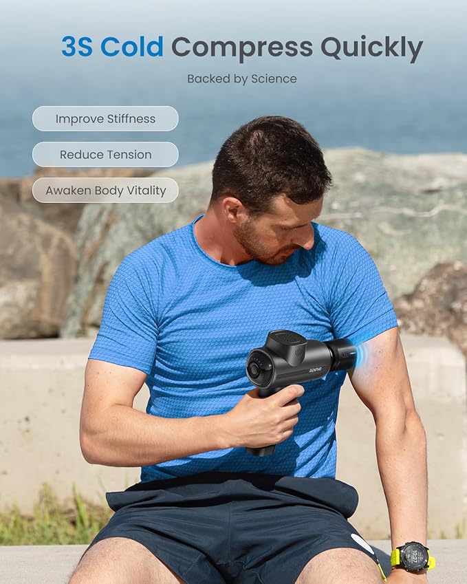 RENPHO Massage Gun Deep Tissue with Heat and Cold Head, Handheld Muscle Massager Therapy with Carry