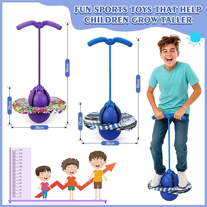 Layhit 2 Pcs Pogo Jumper with Handle for Kids Pump Pogo Ball Stick Jumper Balance Bounce Ball with