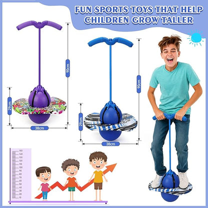Layhit 2 Pcs Pogo Jumper with Handle for Kids Pump Pogo Ball Stick Jumper Balance Bounce Ball with