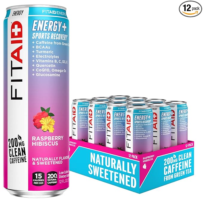 FITAID ENERGY, 200mg Natural Caffeine, Keto, Raspberry Hibiscus, Optimum Performance Formula:
