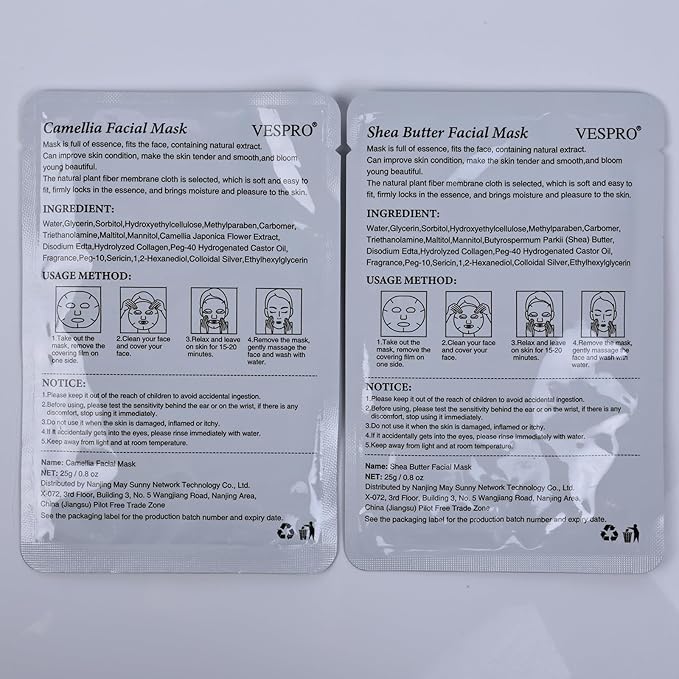 VESPRO 100 Pack Collagen Essence Sheet Facial Masks, Bulk Face Masks Skincare, Hydrating Face Masks