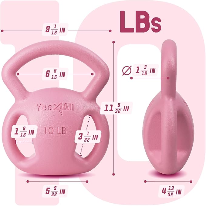 Yes4All Kettlebell, Strength Training Kettlebells for Women, Wide Multi-grip Textured Handle for