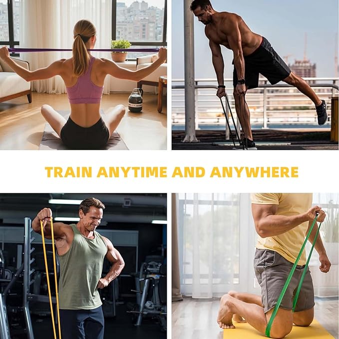 Exercise Bands，Set of 6 Resistance Bands for Working Out,Pull Up Bands Set,at Home Workout