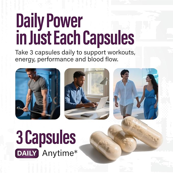 Nitric Oxide Supplements for Men - Nitric Oxide Booster for Blood Flow, Stamina Booster, Alpha