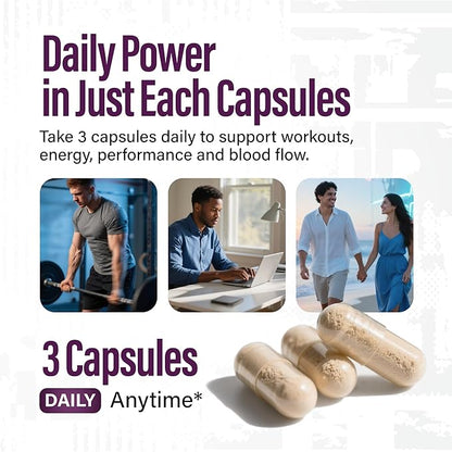 Nitric Oxide Supplements for Men - Nitric Oxide Booster for Blood Flow, Stamina Booster, Alpha