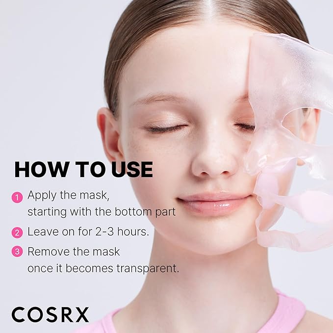 COSRX Pink Peptides Collagen Lifting Glow Hydrogel Face Masks Skincare 3 EA, Collagen Face Mask