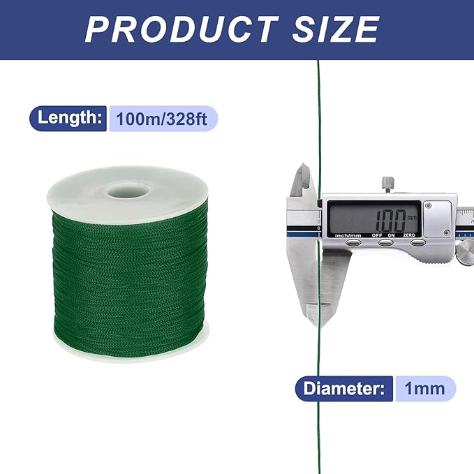 MECCANIXITY 1/16 Inch Polypropylene Rope Braided Ropes, 328ft Nylon Rope Hollow Utility Cord for