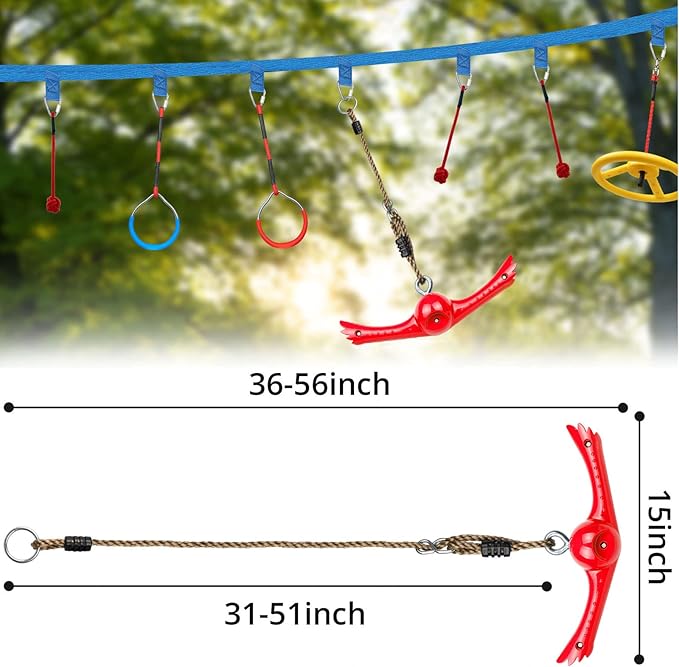 Ninja-Twister Swing Spins Set: Slackline Attachments - 360° Handle Twist-Spin Flips Toy Activate