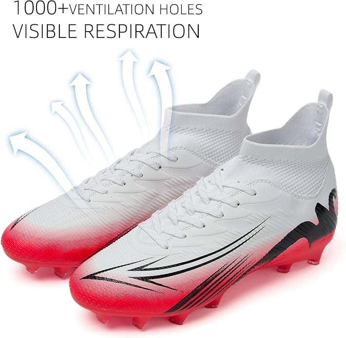 Men's High Top Soccer Shoes FG Long Spikes Adult Football Shoes Lightweight Professional Athletic