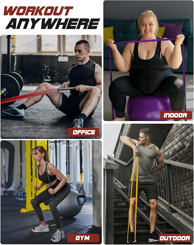 Resistance Bands Set - Pull Up Bands for Men Women, Exercise Bands Resistance with Door Anchor