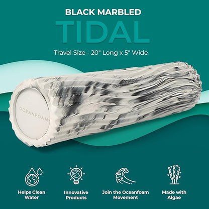 Oceanfoam Tidal Roller - Black Marbled - Muscle Massage Foam Roller for Back Pain & Stretching