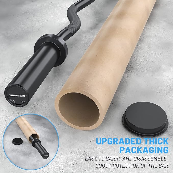 47" Olympic EZ Curl Bar 500-lbs Capacity Steel Barbell Suitable for 2" Weight Plates, 2-Inch Curl
