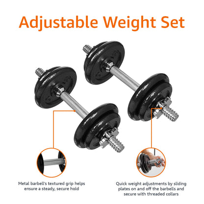 Amazon Basics Adjustable Dumbbell Hand Weight Set with Storage Case, Portable, Secure, 38 Pounds