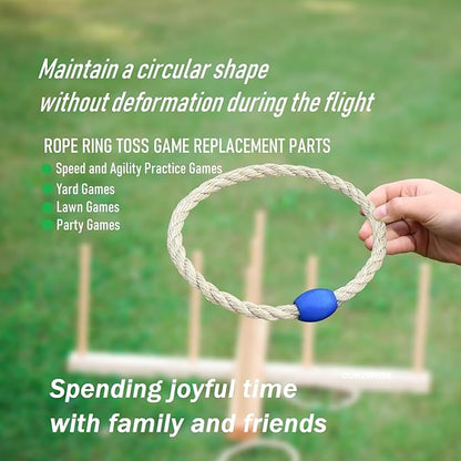 14 Pack Sisal Rope Ring Toss Game Replacement Parts for Adults and Kids, Outdoor Toss Rings for
