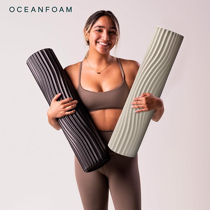 Oceanfoam Tsunami Roller (Natural) - Soft, Textured Foam Roller for Physical Therapy, Back Pain