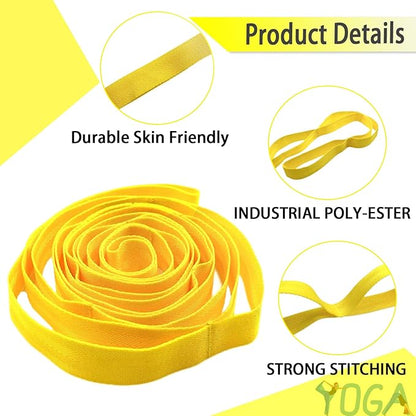 Stretching Strap Yoga Strap with Loops, Stretch Straps for Physical Therapy, Non-Elastic Exercise