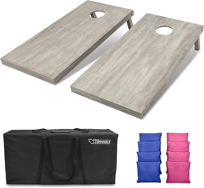 GoSports 4 ft x 2 ft Regulation Size Wooden Cornhole Boards Set - Includes Carrying Case and Bean