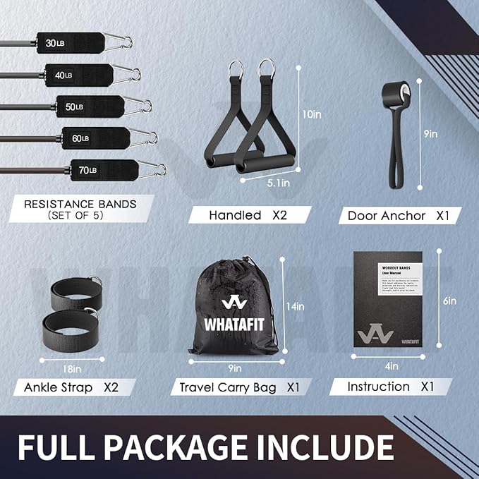 WHATAFIT Resistance Bands, Exercise Bands，Resistance Bands for Working Out, Work Out Bands with