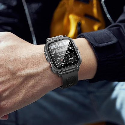 Dsytom Waterproof Case with Band Compatible for Apple Watch Band 45mm 44mm 41mm 40mm for Men