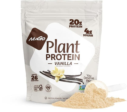 NuGo Plant Protein Powder, Vanilla, 20g Vegan Pea Protein, Low Sugar, Gluten Free, Dairy Free