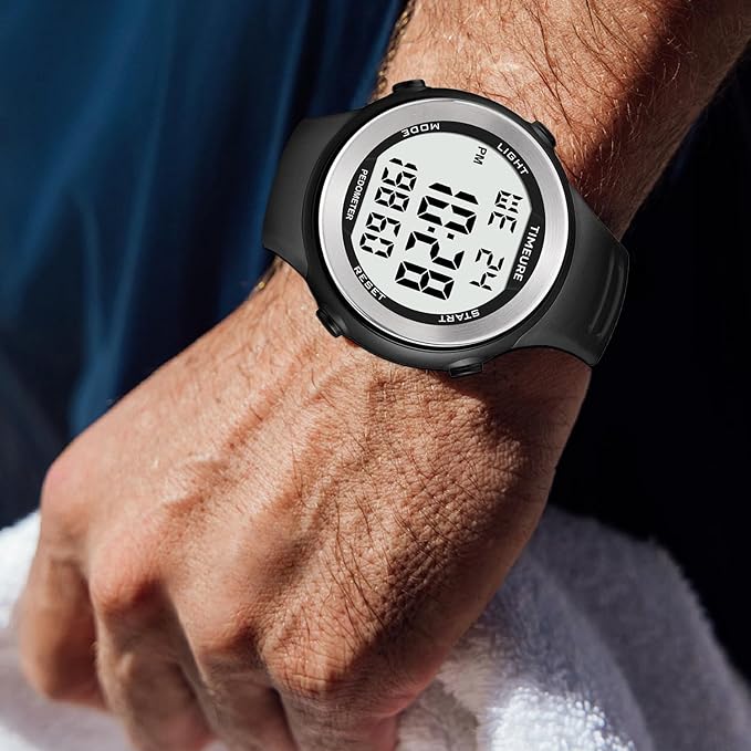 Mens Pedometer Watch for Walking Step Counter Watch No Charging, No App Connection, with EL