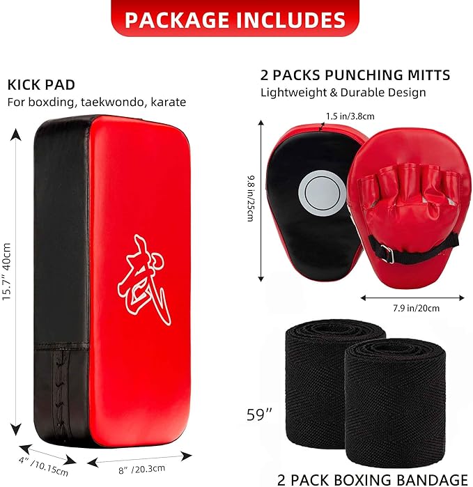 3-in-1 Boxing Pads and Kick Punching Mitts Set, Leather Hand Target Focus Pads, MMA Muay Thai Pads
