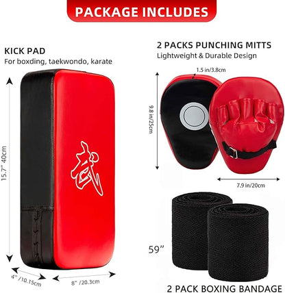 3-in-1 Boxing Pads and Kick Punching Mitts Set, Leather Hand Target Focus Pads, MMA Muay Thai Pads