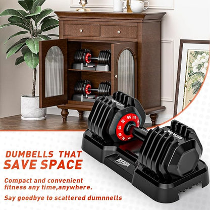 25/55lbs Adjustable Dumbbells Set, Dumbbells with Anti-Slip Metal Handle for Exercise & Fitness