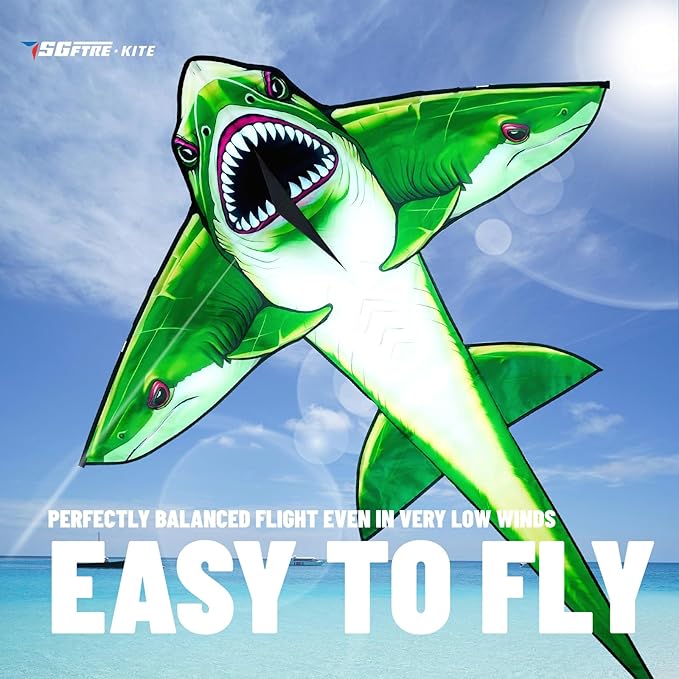 Three Headed Shark Kite for Kids and Adults,Kites for Kids Ages 8-12 Easy to Fly,Single Line Beach
